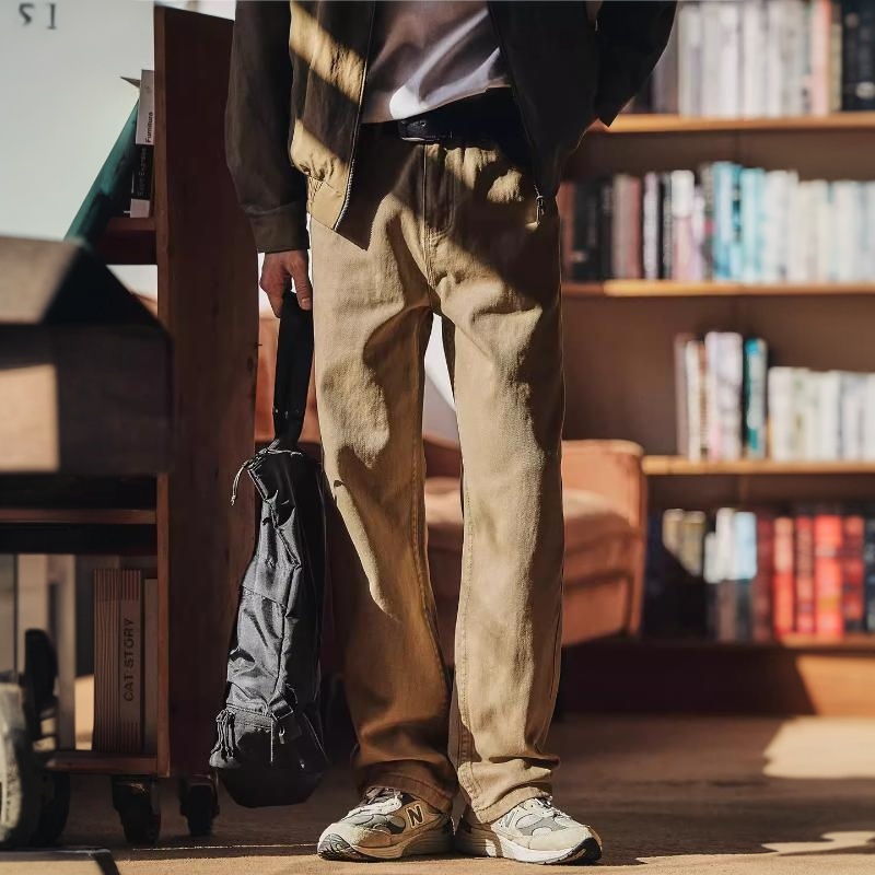 美式復古寬鬆直筒工裝褲子男2025秋冬新款潮流通勤休閒長褲