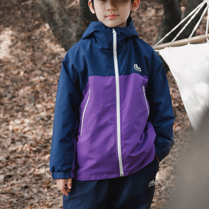 兒童加絨衝鋒衣2025冬季款戶外男童撞色拉鍊外套男童保暖連帽上衣