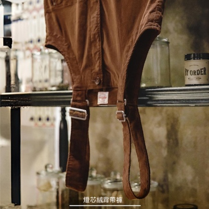 美式燈芯絨背帶褲阿美咔嘰寬鬆直筒吊帶連體褲男秋冬-Retro's Wear