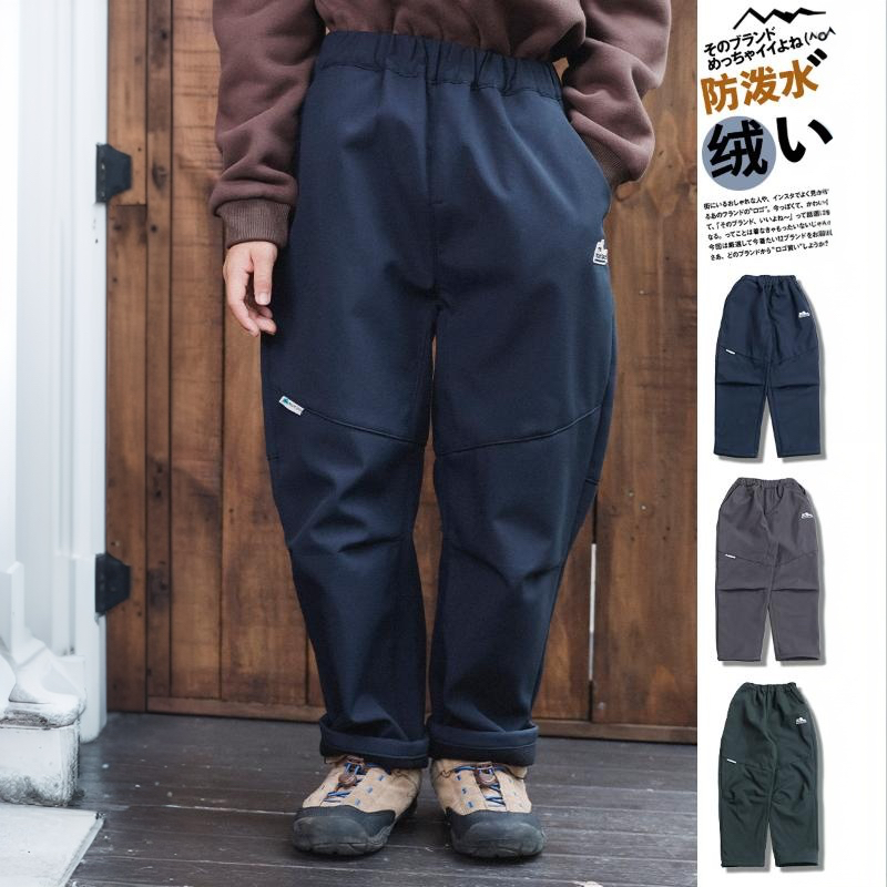 兒童加絨長褲2025冬季款男童線條感褲子休閒寬鬆直筒長褲一件代發