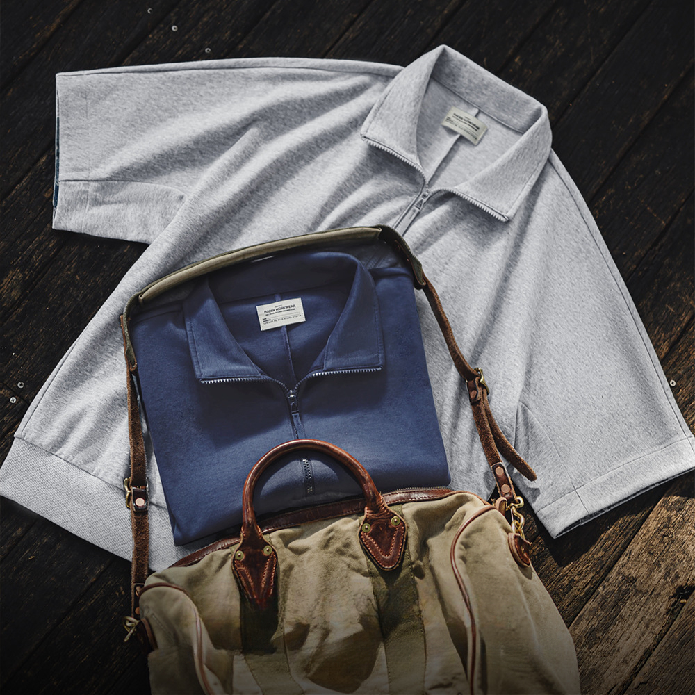 美式復古boro風半開襟polo古布印花寬鬆休閒翻領T恤男夏