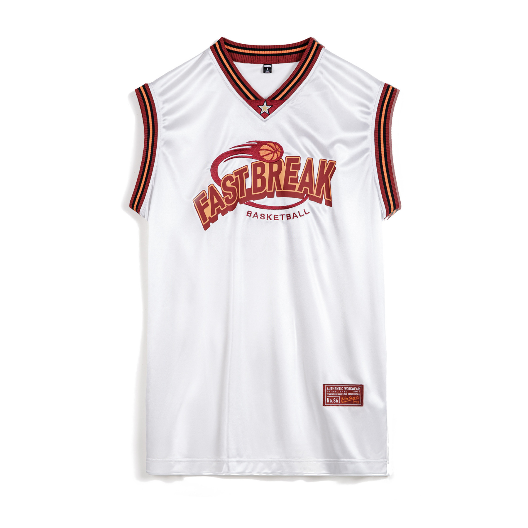 夏日高街運動寬鬆籃球服復古撞色T恤無袖慵懶球衣坎肩背心女