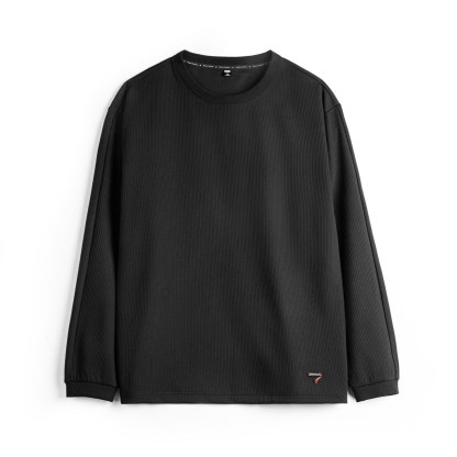 美式3D坑條長袖T恤白色打底外穿薄款針織無帽衛衣男款春