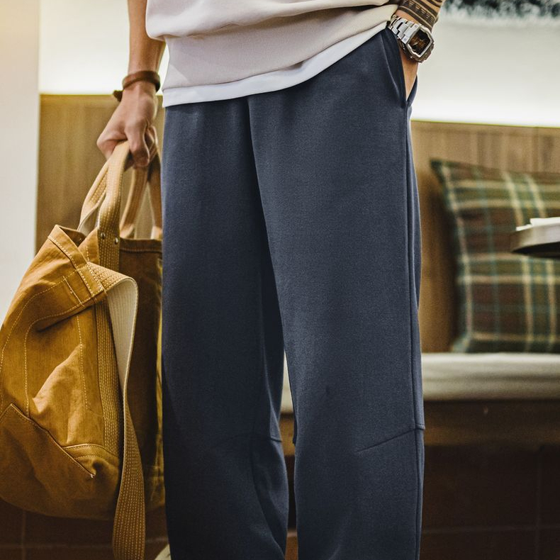 美式休閒立體剪裁衛褲垂墜百搭寬鬆直筒束脚運動長褲男春