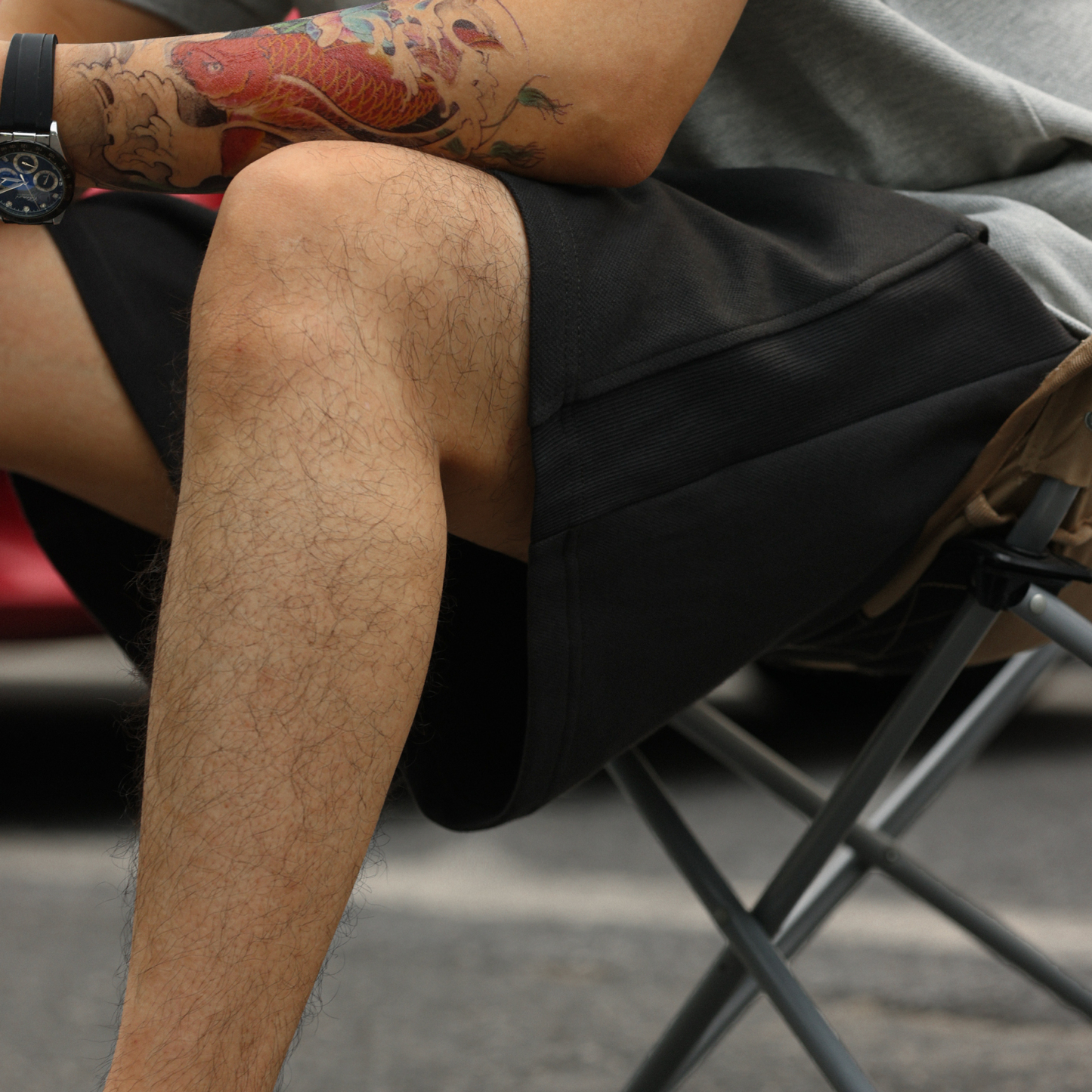 美式休閒360g重磅針織短褲男珠地肌理拼接設計五分褲夏