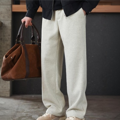 美式復古加絨加厚運動休閒褲男460g重磅保暖打褶直筒衛褲