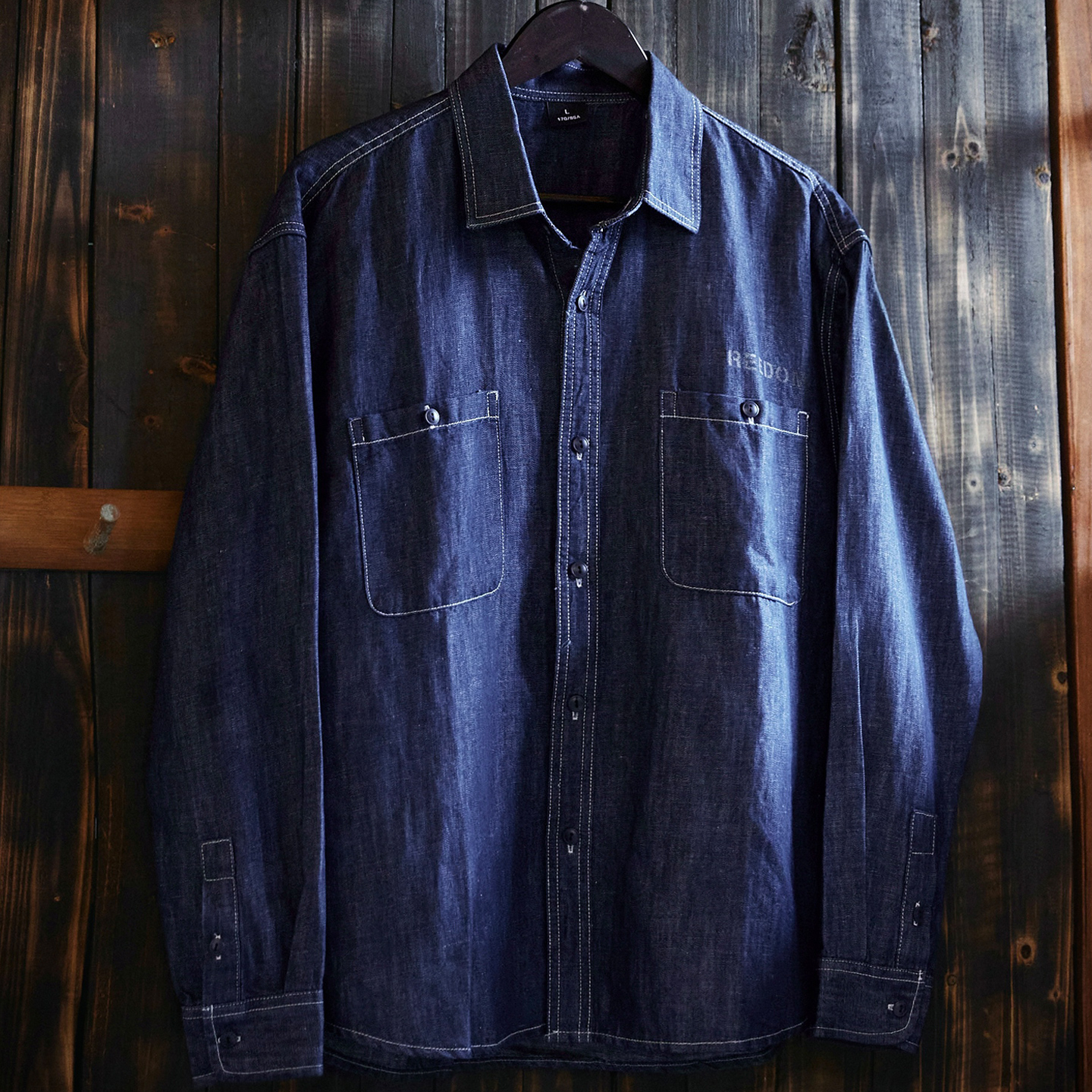 漢麻簡約藍色牛仔襯衫男2025秋季新款抗靜電長袖襯衣