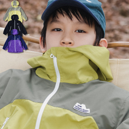 兒童加絨衝鋒衣2025冬季款戶外男童撞色拉鍊外套男童保暖連帽上衣