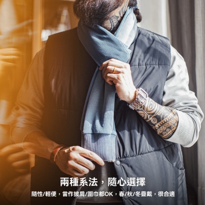 美式仿衛衣圍巾披肩兩用日系復古藍色保暖圍脖搭肩男秋冬