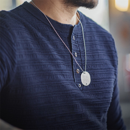 美式復古提花針織牛仔亨利衫vintage硬漢修身長袖T恤男秋-Retro's Wear