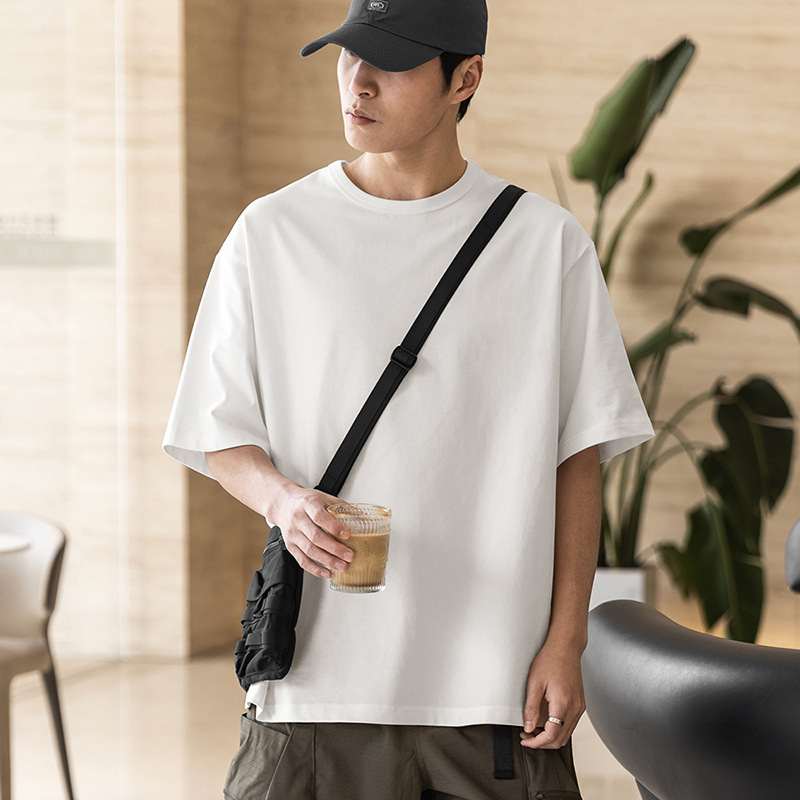 MRA白色重磅t恤二本針黑色半袖cleanfit短袖寬鬆打底衫男夏