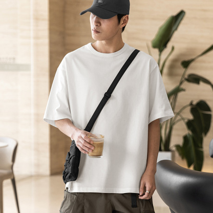 MRA白色重磅t恤二本針黑色半袖cleanfit短袖寬鬆打底衫男夏