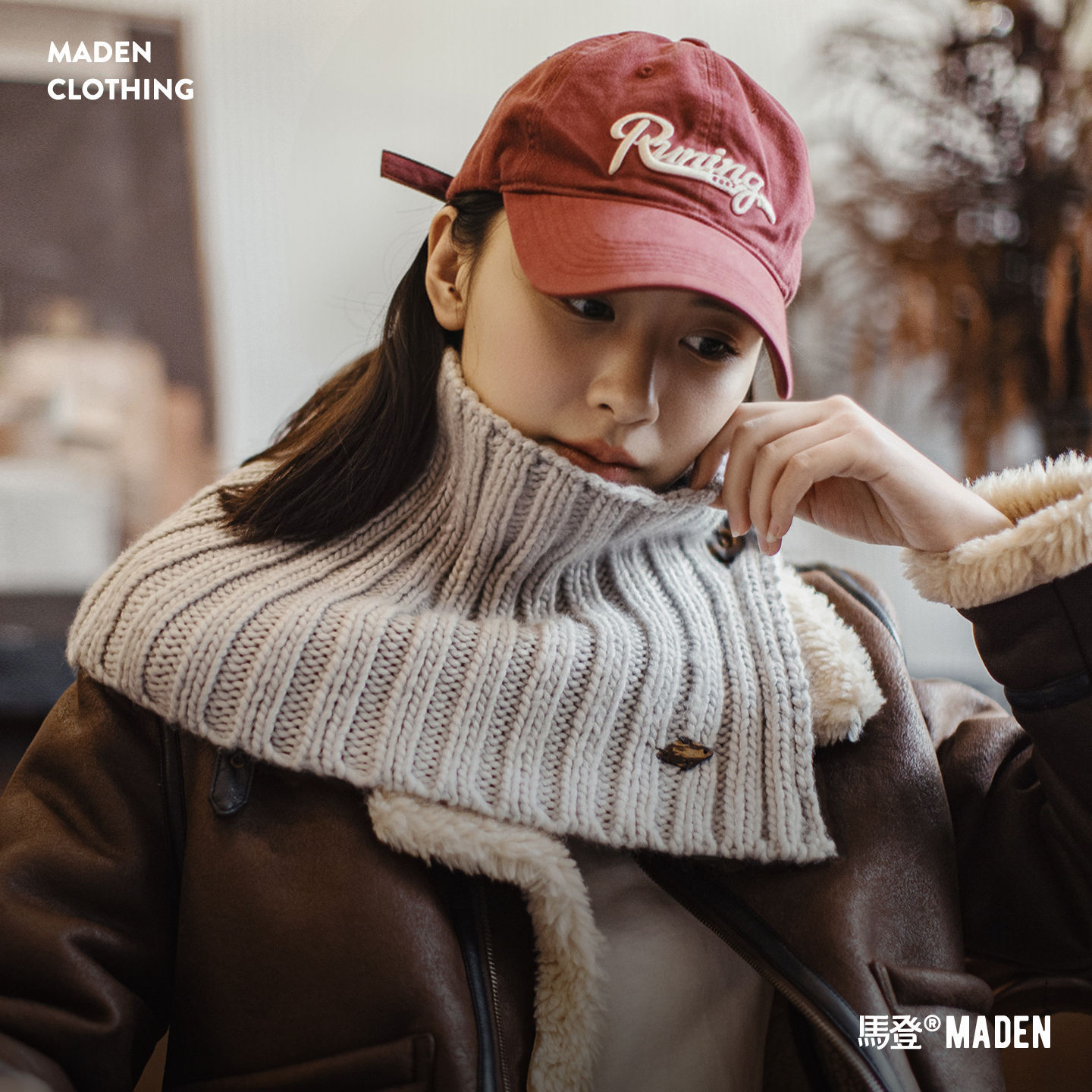 淺灰色毛線衣針織短圍巾加厚保暖假高領子脖套護頸女士秋冬季