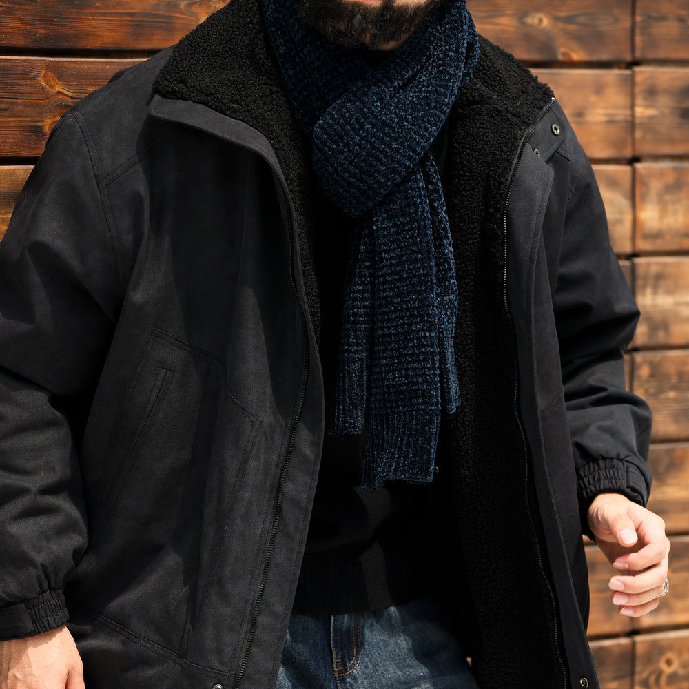 美式復古加棉羊羔絨夾克外套男麂皮絨拼接立領高級感棉服