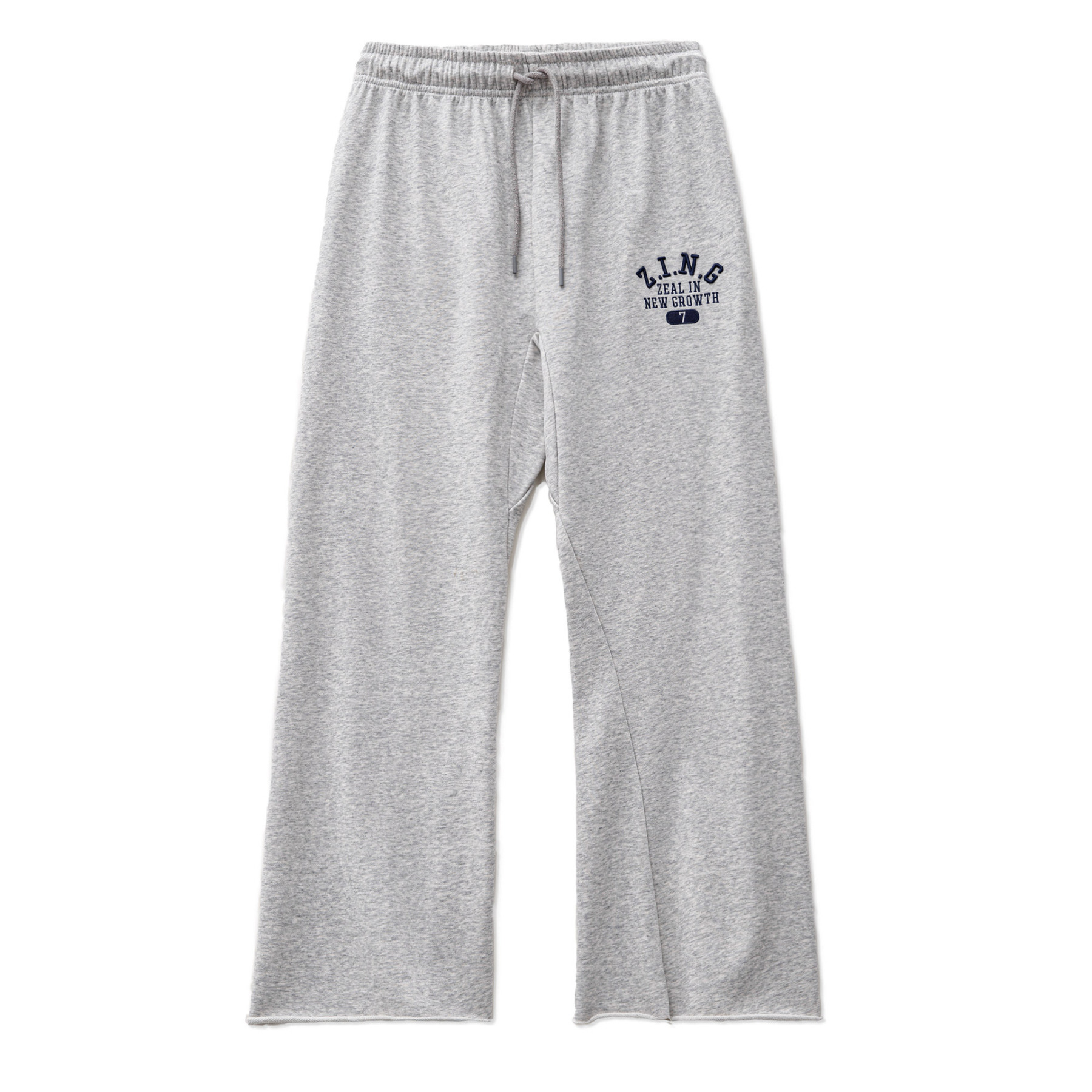 新款白花灰色高腰直筒闊腿卷邊抽繩運動休閒衛褲女士秋季