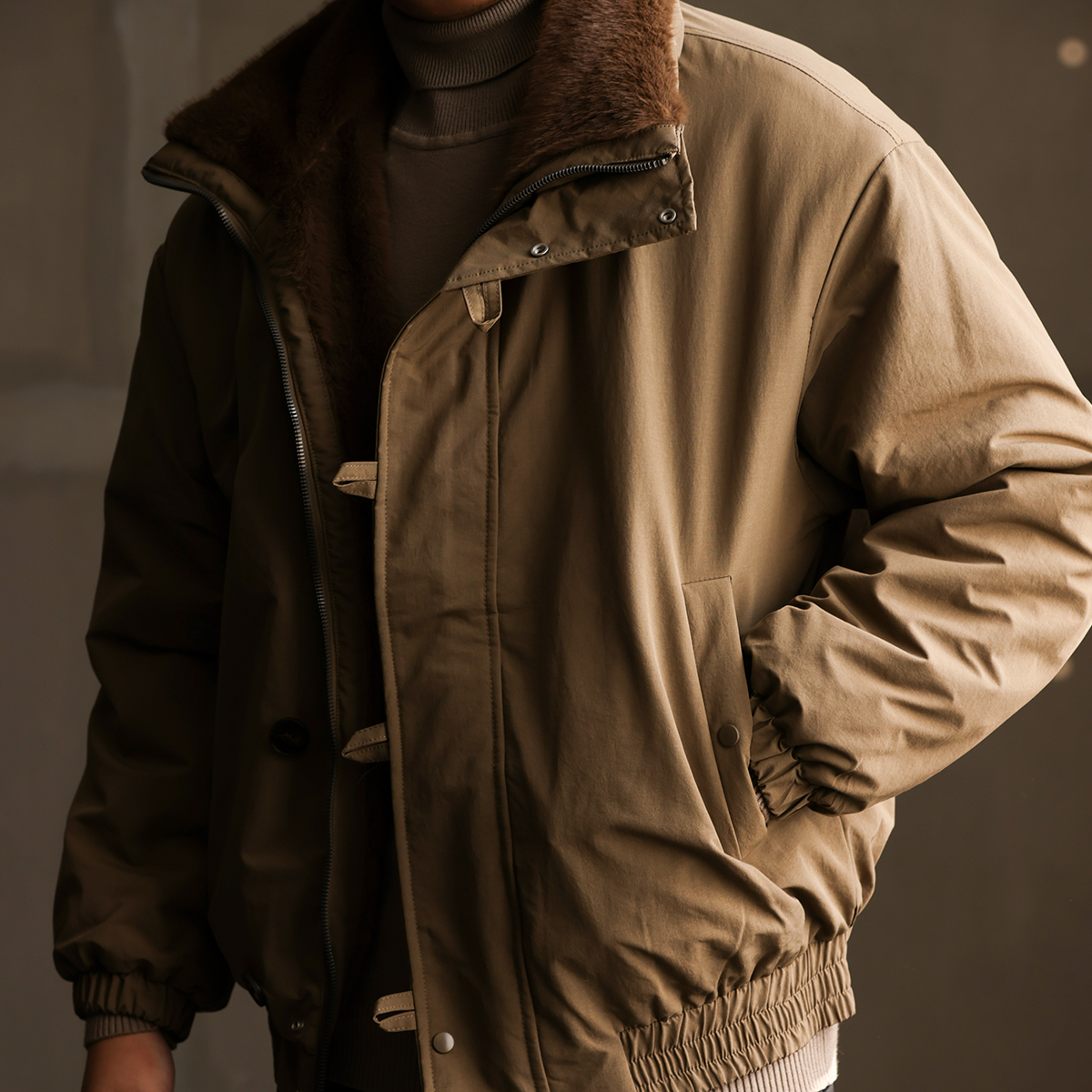 美式復古座山雕加厚棉服外套男高級毛領雙面穿保暖夾克