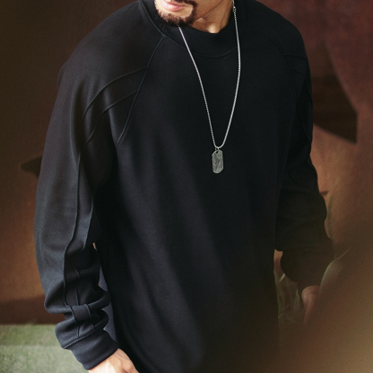 410g重磅科技保暖插肩長袖t恤男2025秋季新款寬鬆純色內搭打底衫