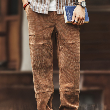 美式設計感復古燈芯絨工裝褲子男秋季新款寬鬆直筒休閒長褲