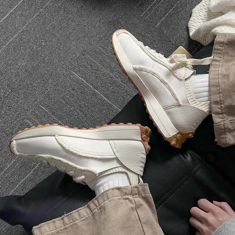 須邊慢跑鞋男2025春季新款透氣運動休閒鞋百搭復古阿甘鞋潮鞋