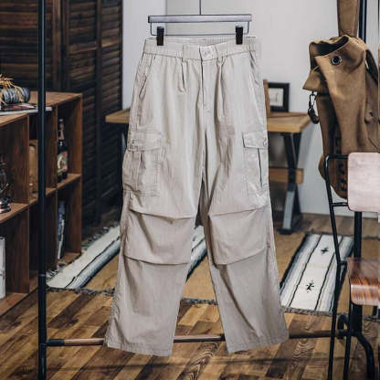 美式褶皺速幹傘兵褲男春夏2025新款潮牌薄款直筒休閒褲工裝衝鋒褲