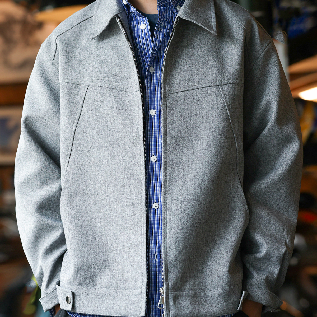 美式休閒灰色西裝夾克男短款cleanfit通勤翻領行政外套