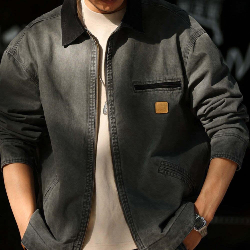 阿美哢嘰工裝夾克男寬鬆復古底特律獵裝外套秋-Retro's Wear