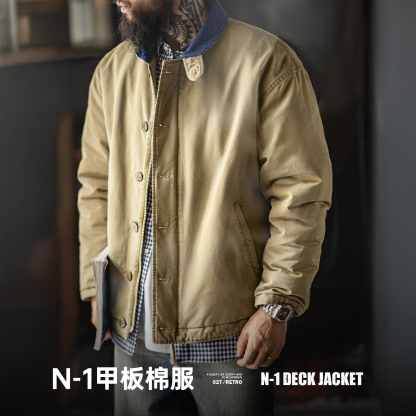 美式復古N1甲板服加厚保暖棉服立領短款夾克外套男款秋冬