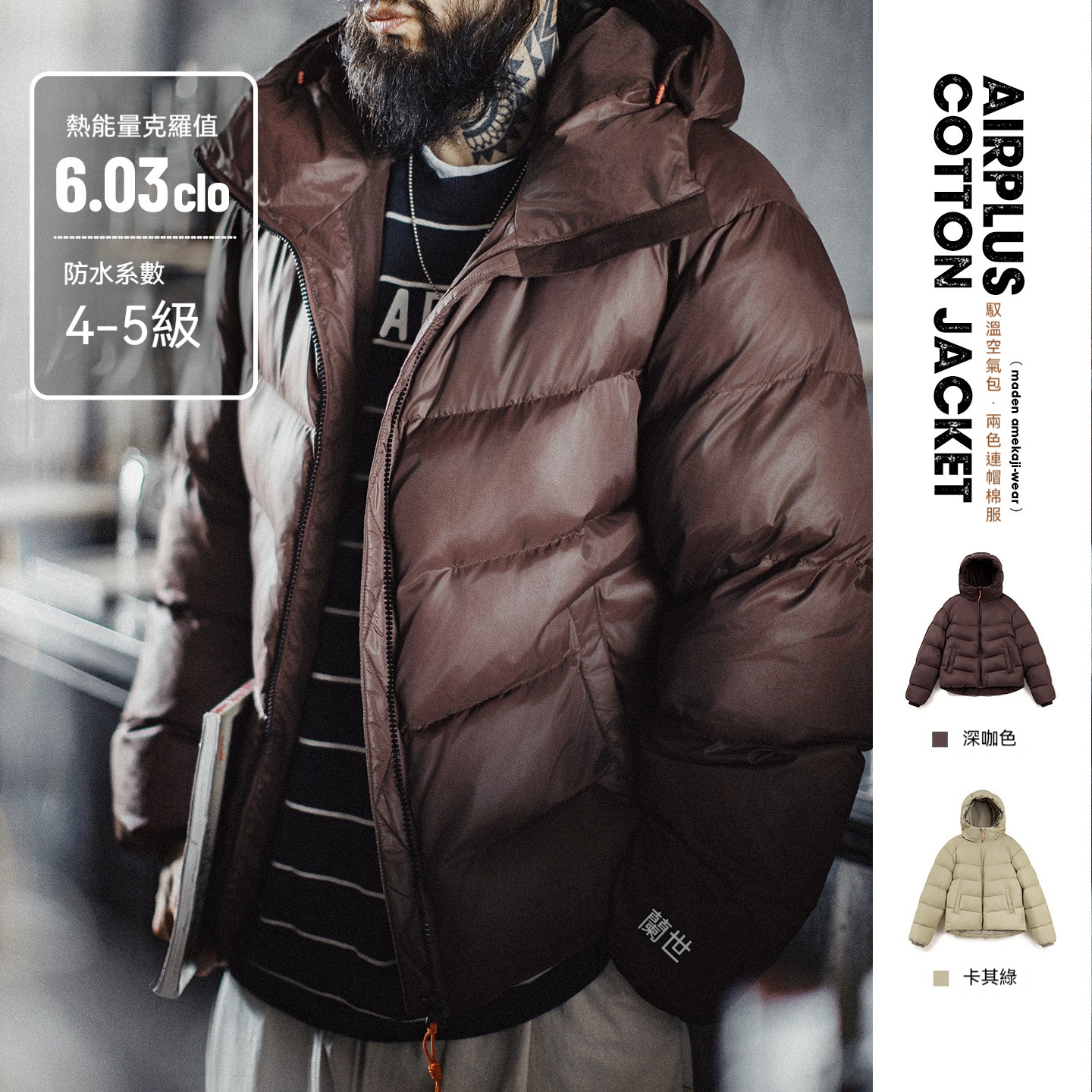 美式連帽立領棉服山系戶外軟殼衍縫麵包服短款外套男秋冬