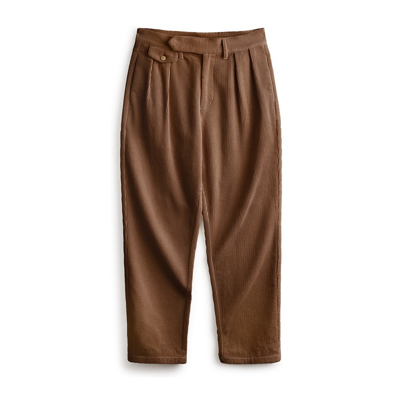 美式復古重磅燈芯絨休閒褲雙褶條絨垂感純棉直筒長褲男秋-Retro's Wear