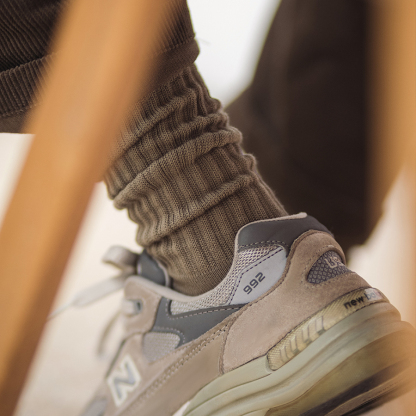 日系復古針織中筒襪子阿美咔嘰純棉粗針美式長襪男秋冬