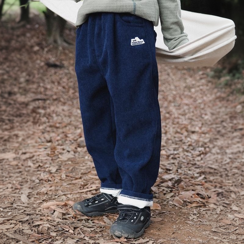 兒童燈芯絨長褲2025冬季新款男童復古純色直筒褲保暖大童童裝褲子