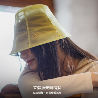 夏日鹅蛋黃遮陽可折疊漁夫帽2025密網紗風孔透氣便攜涼帽女