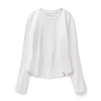 2025新款黑白色圓領磨毛修身長袖t恤打底衫內搭上衣女士早秋