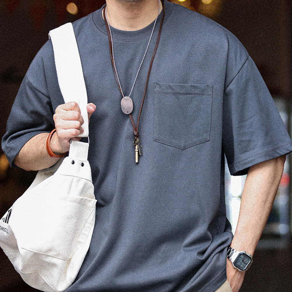 美式重磅280g純棉短袖T恤打底M7工裝口袋復古休閒大碼TEE夏-Retro's Wear