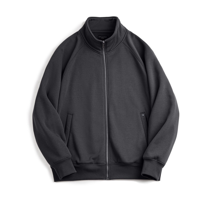 美式休閒搖粒絨開衫衛衣學院風立領加絨運動拉鍊外套男秋-Retro's Wear