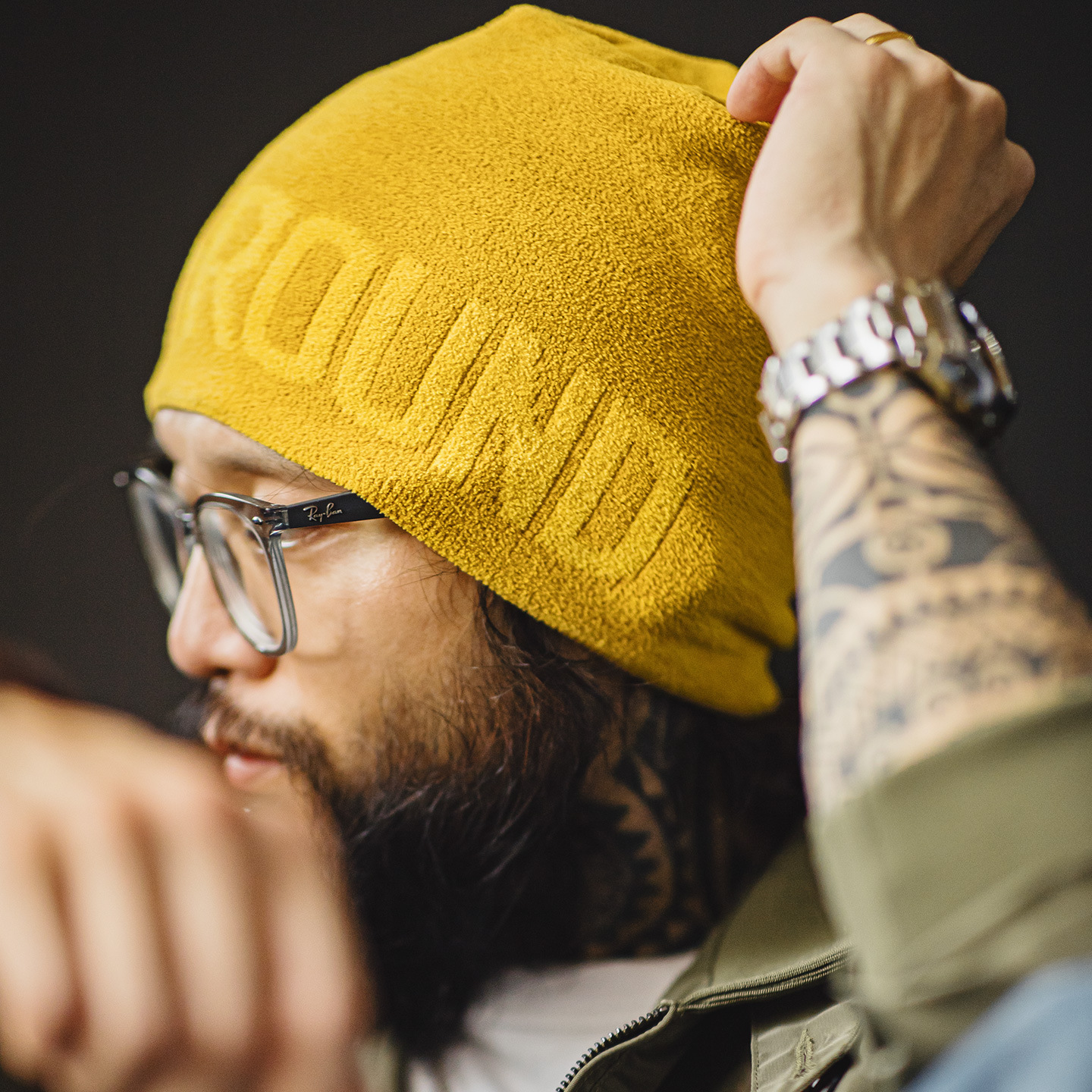 美式黃色提花針織帽冬帽山系日雜冷帽保暖大頭圍編織帽男