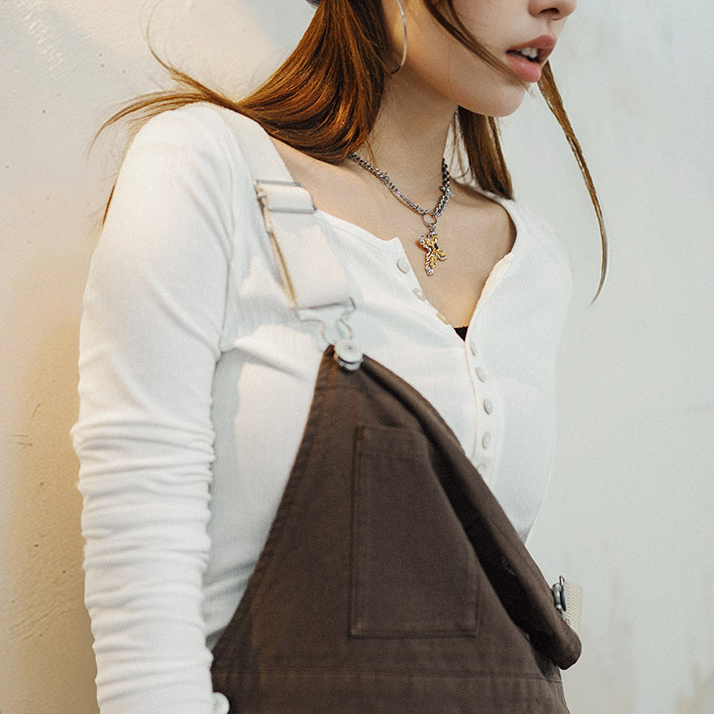 美式亨利衫針織打底衫修身內搭長袖T恤上衣2024秋季新款女-Retro's Wear