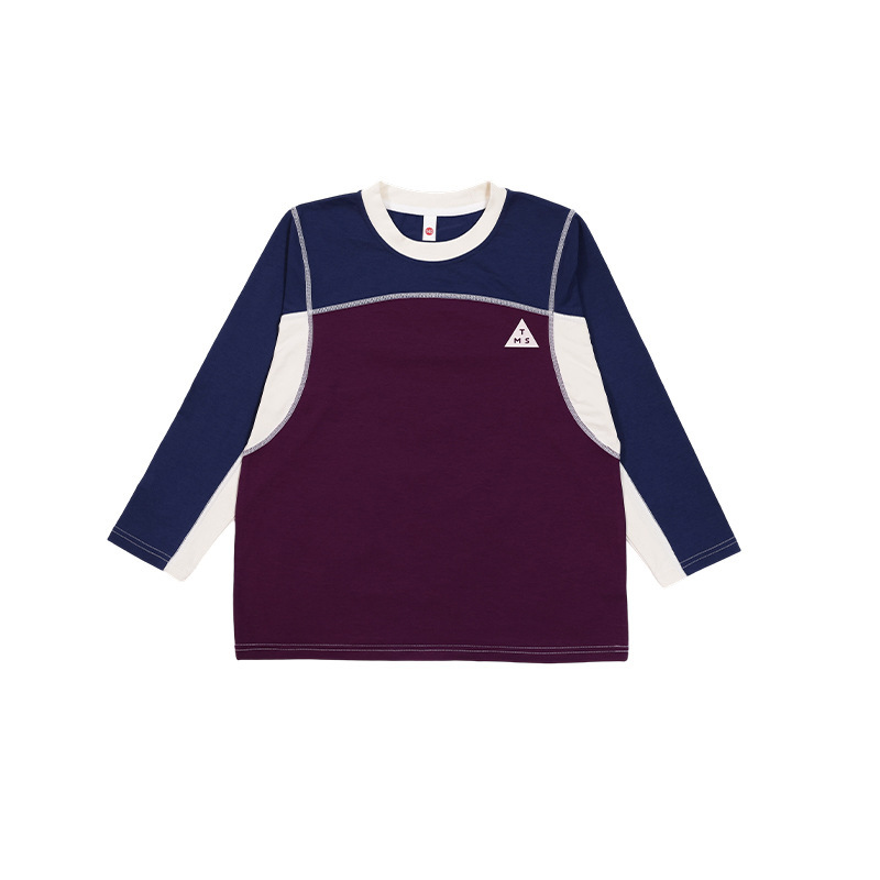 兒童速幹T恤2025秋季新款男童撞色拼接上衣兒童吸溼透氣運動長袖