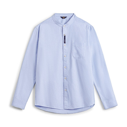 美式牛津布長袖襯衫小高領立領牛津紡純棉襯衣外套男款春