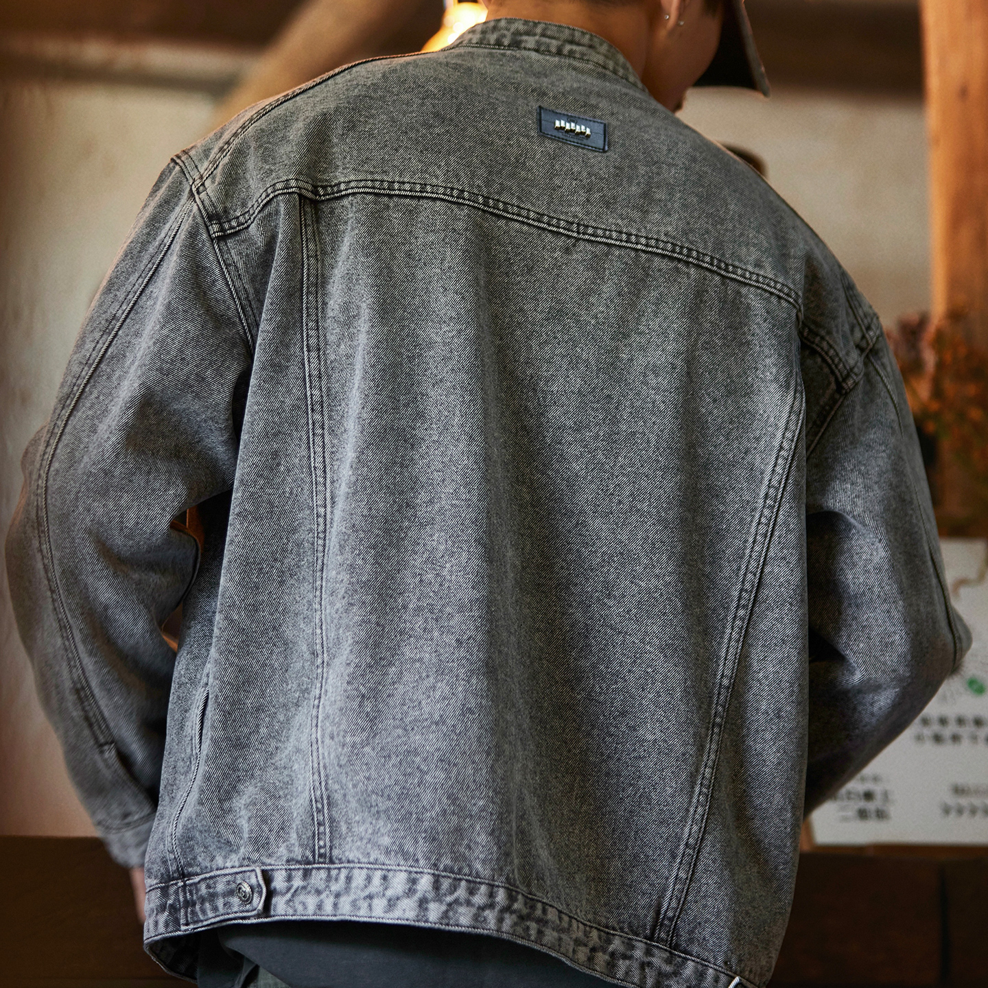 美式復古機車立領水洗牛仔夾克男2025秋季新款寬鬆拉鍊工裝外套