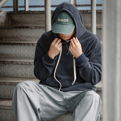 MRA380G重磅雪尼爾連帽衛衣寬鬆套頭燈芯絨打底衫外套男秋冬