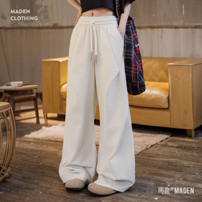 解構感cleanfit壓褶糯米褲淺春系垂墜感豆腐褲工裝拖地衛褲女
