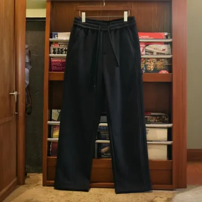 470g重磅加絨直筒休閒褲男2025冬季新款寬鬆加厚保暖衛褲運動長褲