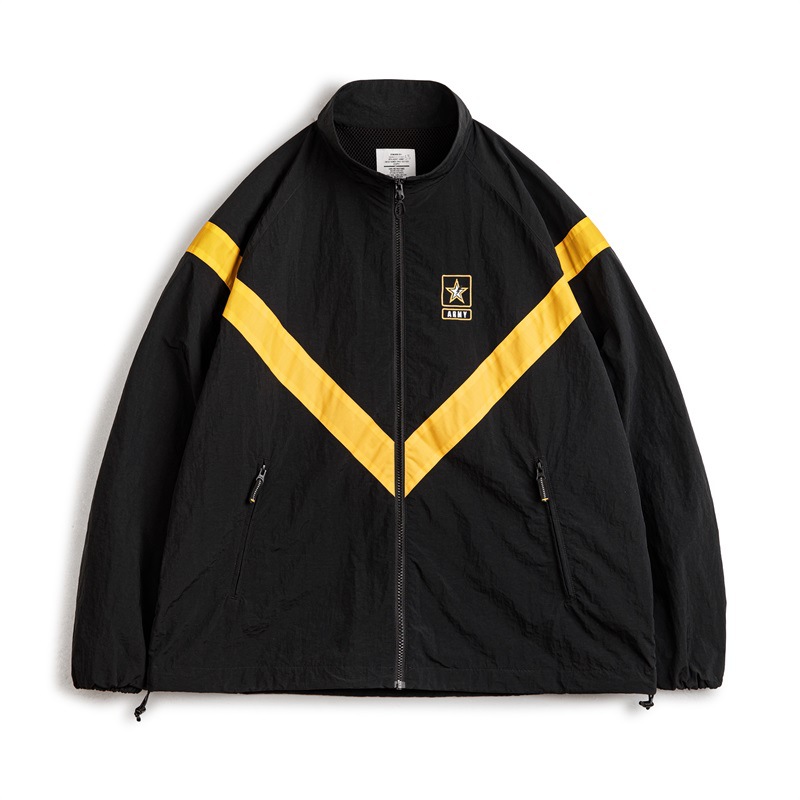 美式復古ARMY訓練服夾克IPFU運動撞色寬鬆立領外套男秋-Retro's Wear