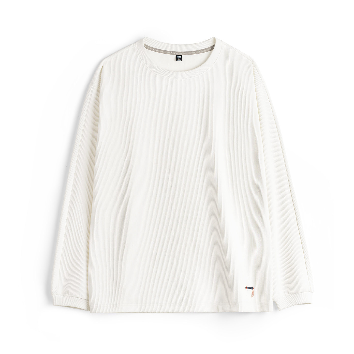 美式3D坑條長袖T恤白色打底外穿薄款針織無帽衛衣男款春