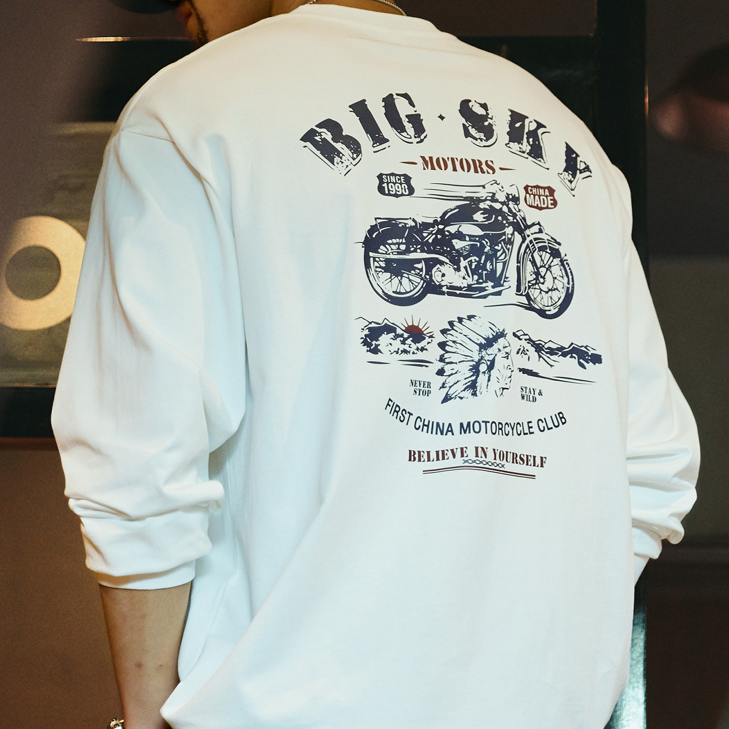 305g重磅純棉長袖t恤男2025秋季新款精梳棉美式印花圓領打底衫