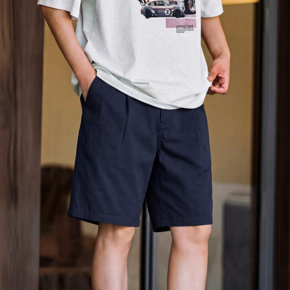 萊賽爾亞麻夏季透氣百搭休閒短褲男士寬鬆直筒五分褲