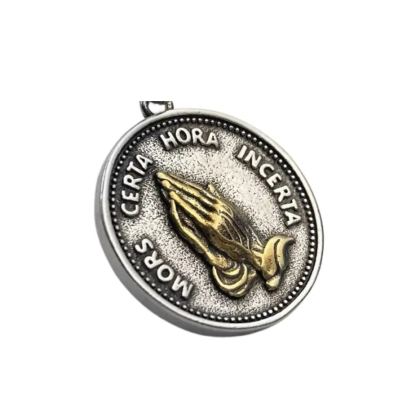 小眾懷舊祈禱之手項鏈男士頸脖掛件飾品個性麂皮吊墜-Retro's Wear