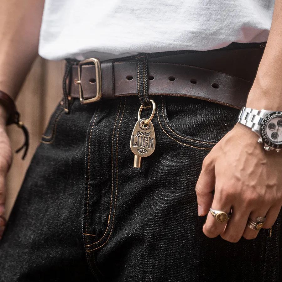 黄铜好运牌黄铜军哨钥匙扣金属机车钥扣摩托车挂件-Retro's Wear