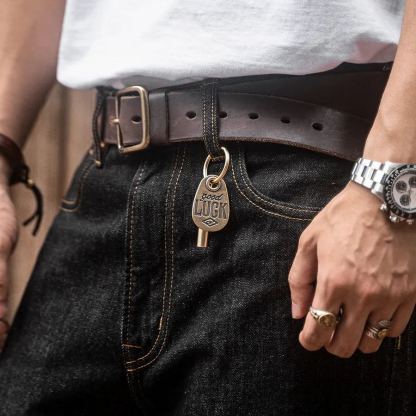 黄铜好运牌黄铜军哨钥匙扣金属机车钥扣摩托车挂件-Retro's Wear